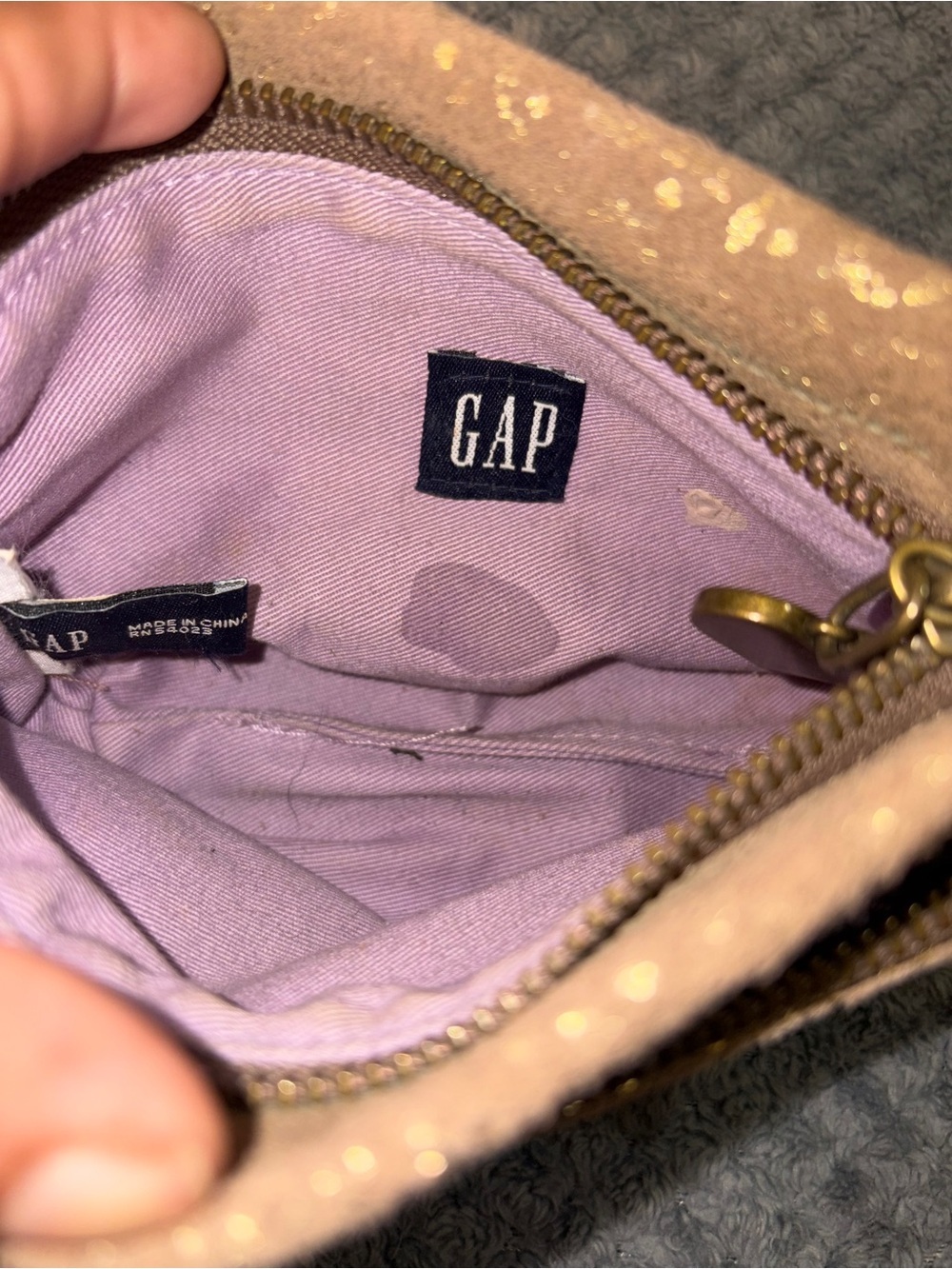GAP Brown Suede Cosmetic Pouch with Gold Fleck - Picture 2 of 7